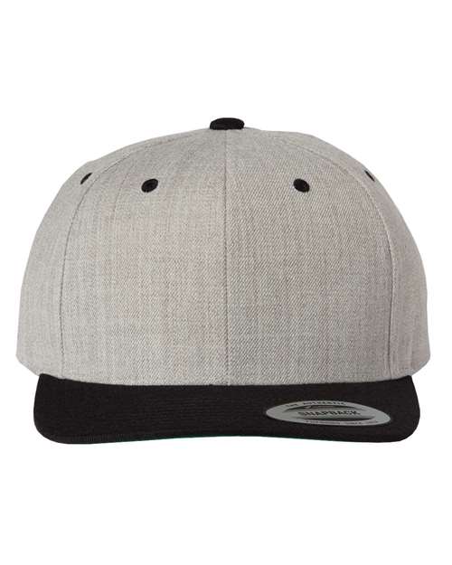 YP Classics 6089M Premium Flat Bill Snapback Cap - Heather/ Black - front