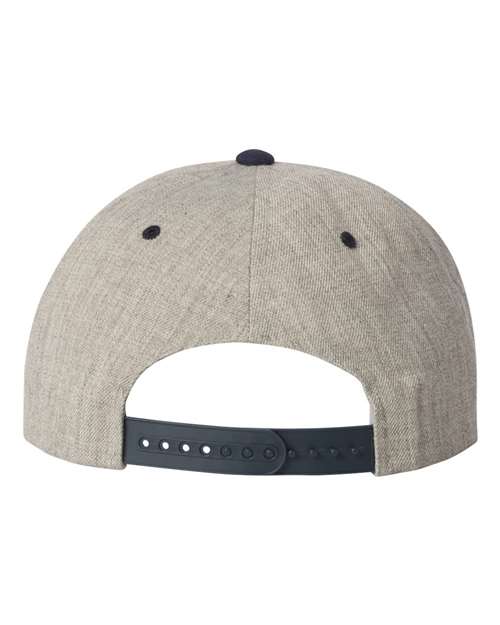 YP Classics 6089M Premium Flat Bill Snapback Cap - Heather Grey/ Navy - back