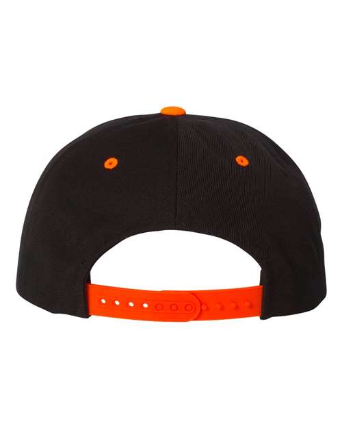 YP Classics 6089M Premium Flat Bill Snapback Cap - Black/ Neon Orange - back