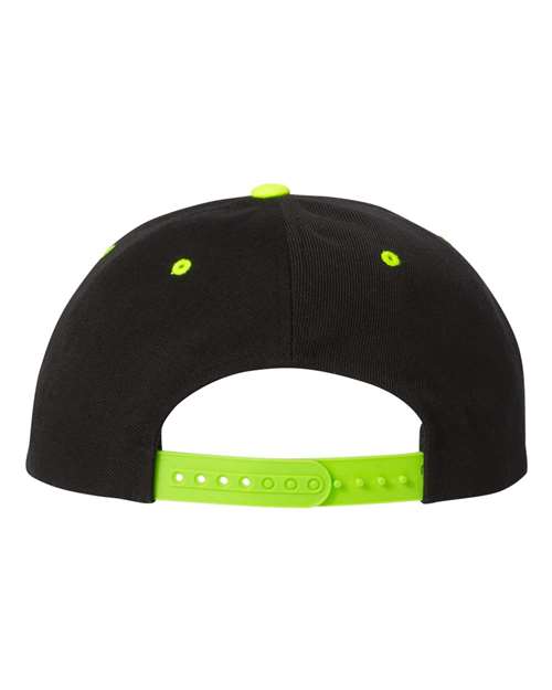YP Classics 6089M Premium Flat Bill Snapback Cap - Black/ Neon Green - back