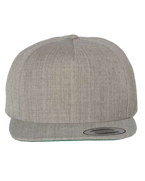 YP Classics 5089M Premium Five-Panel Snapback Cap - Heather Grey - front