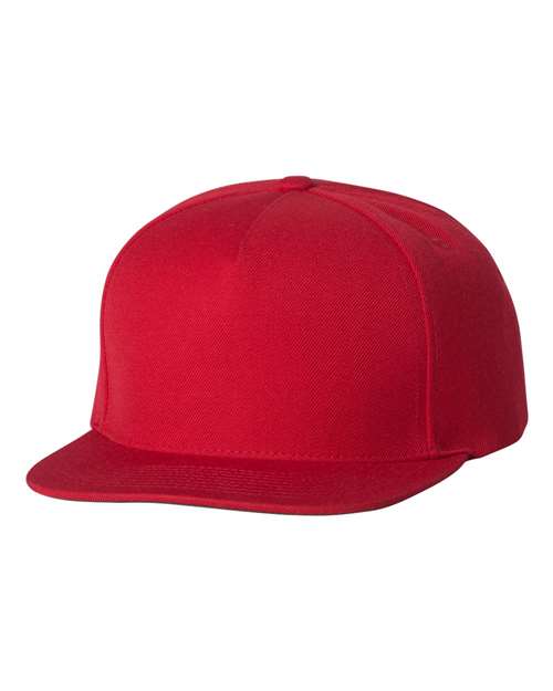 YP Classics 5089M Premium Five-Panel Snapback Cap - Red - front