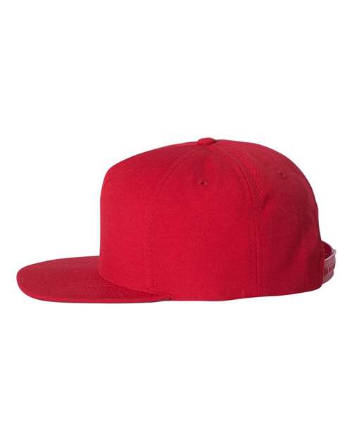 YP Classics 5089M Premium Five-Panel Snapback Cap - Red - side