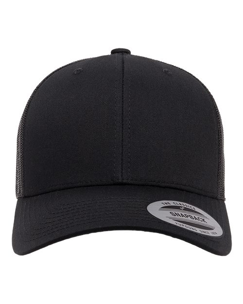 YP Classics 6606 Retro Trucker Cap - Black - front