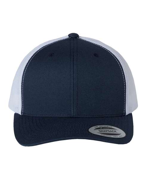 YP Classics 6606 Retro Trucker Cap - Navy/ White - front