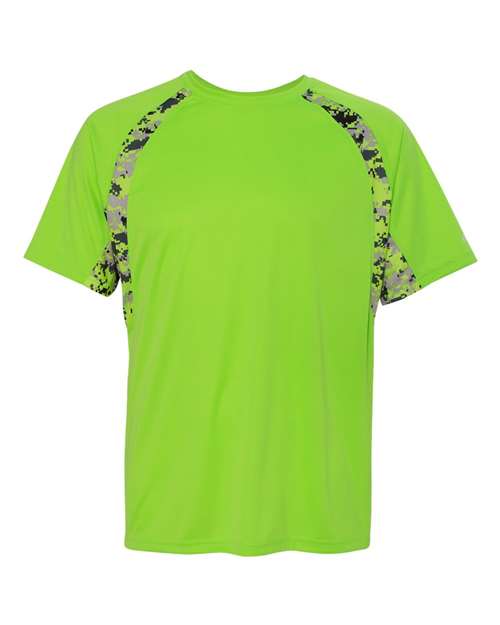 Badger 4140 Men's Hook Digital T-Shirt - Lime/ Lime Digital - front