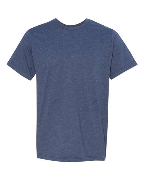 Bayside 5010 Unisex USA-Made 50/50 Fine Jersey T-Shirt - Heather Navy - front