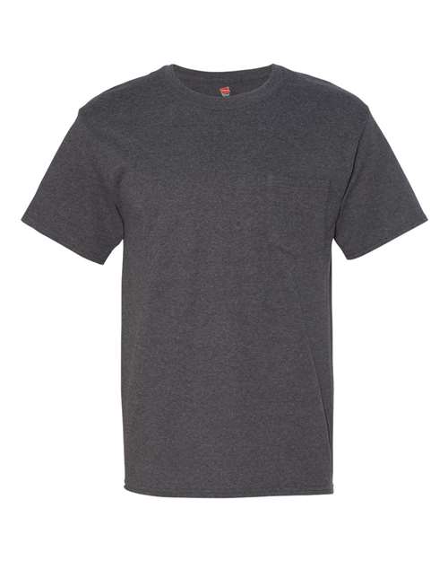 Hanes 5190 Unisex Beefy-T® Pocket T-Shirt - Charcoal Heather - front