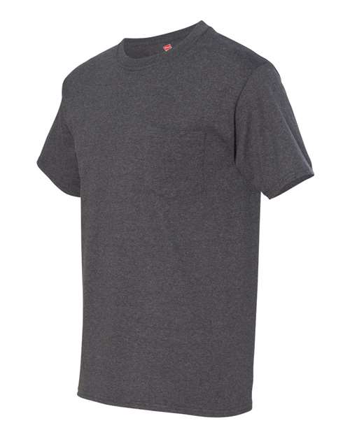 Hanes 5190 Unisex Beefy-T® Pocket T-Shirt - Charcoal Heather - side