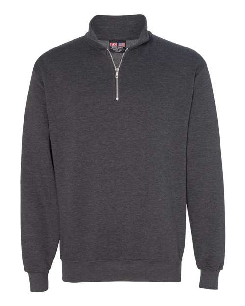 Bayside 920 Unisex USA-Made Quarter-Zip Sweatshirt - Charcoal Heather - front