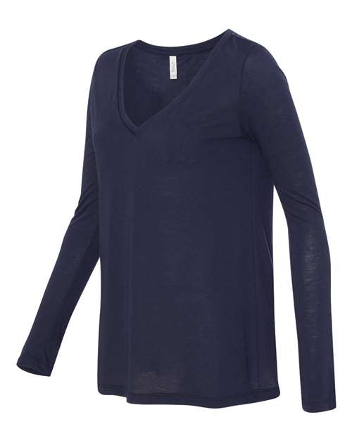 BELLA + CANVAS 8855 Women's Flowy Long Sleeve V-Neck Tee - Midnight - side