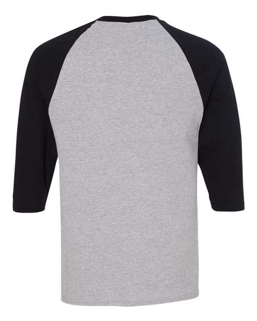 Gildan 5700 Unisex Heavy Cotton™ Raglan Three-Quarter Sleeve T-Shirt - Sport Grey/ Black - back
