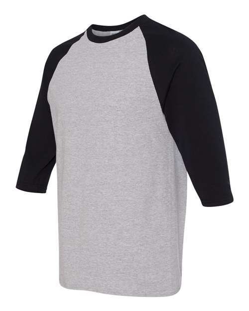 Gildan 5700 Unisex Heavy Cotton™ Raglan Three-Quarter Sleeve T-Shirt - Sport Grey/ Black - side