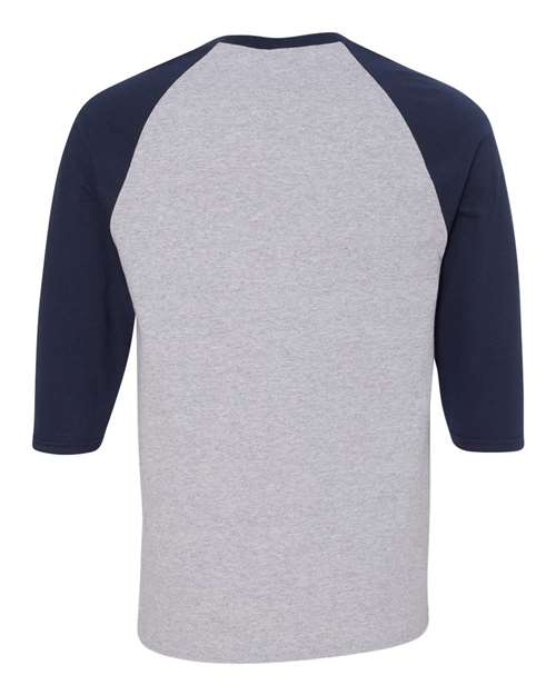 Gildan 5700 Unisex Heavy Cotton™ Raglan Three-Quarter Sleeve T-Shirt - Sport Grey/ Navy - back