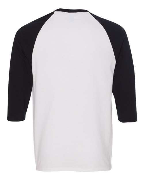 Gildan 5700 Unisex Heavy Cotton™ Raglan Three-Quarter Sleeve T-Shirt - White/ Black - back