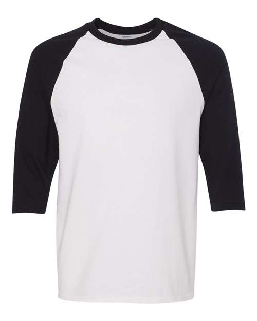 Gildan 5700 Unisex Heavy Cotton™ Raglan Three-Quarter Sleeve T-Shirt - White/ Black - front