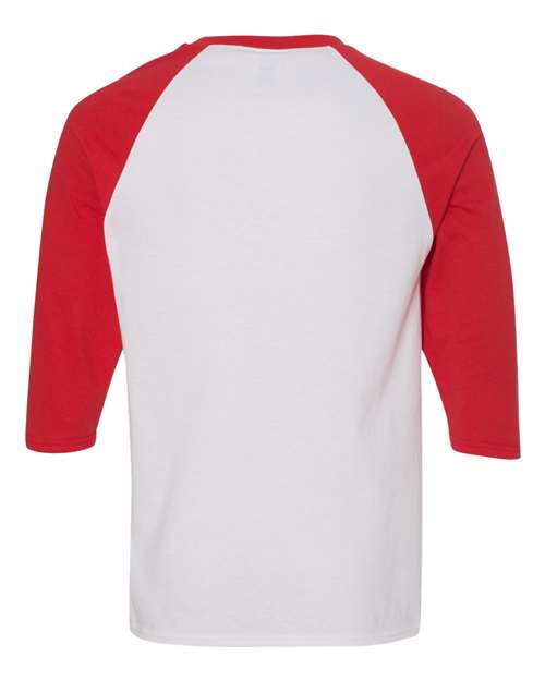 Gildan 5700 Unisex Heavy Cotton™ Raglan Three-Quarter Sleeve T-Shirt - White/ Red - back
