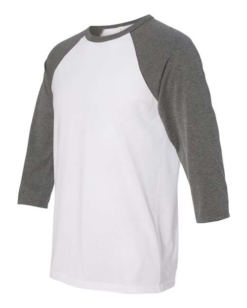 BELLA + CANVAS 3200 Unisex Three-Quarter Sleeve Baseball Tee - White/ Deep Heather - side