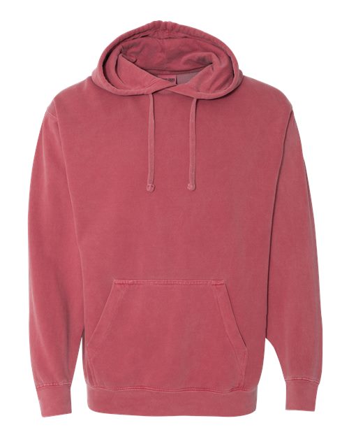 Comfort Colors 1567 Unisex Garment-Dyed Hooded Sweatshirt - Crimson - front