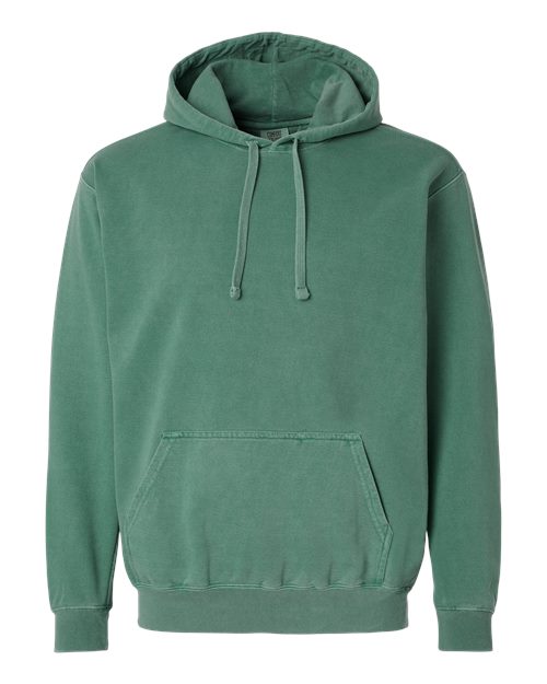 Comfort Colors 1567 Unisex Garment-Dyed Hooded Sweatshirt - Light Green - front