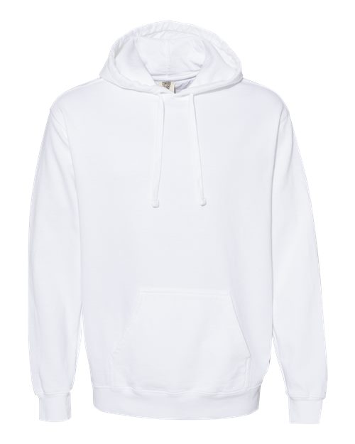 Comfort Colors 1567 Unisex Garment-Dyed Hooded Sweatshirt - White - front