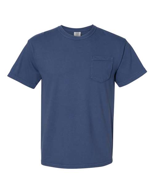 Comfort Colors 6030 Unisex Garment-Dyed Heavyweight Pocket T-Shirt - China Blue - front