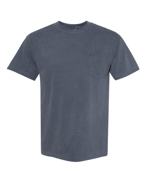 Comfort Colors 6030 Unisex Garment-Dyed Heavyweight Pocket T-Shirt - Denim - front