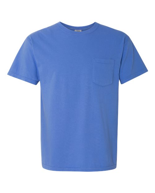Comfort Colors 6030 Unisex Garment-Dyed Heavyweight Pocket T-Shirt - Mystic Blue - front