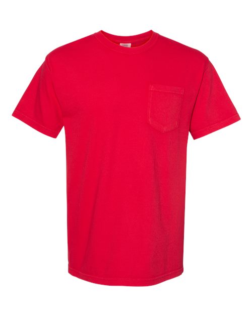 Comfort Colors 6030 Unisex Garment-Dyed Heavyweight Pocket T-Shirt - Red - front