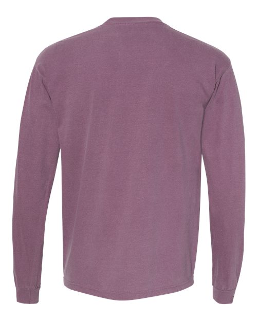 Comfort Colors 4410 Unisex Garment-Dyed Heavyweight Long Sleeve Pocket T-Shirt - Berry - back