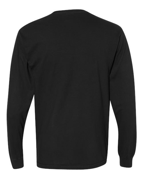 Comfort Colors 4410 Unisex Garment-Dyed Heavyweight Long Sleeve Pocket T-Shirt - Black - back