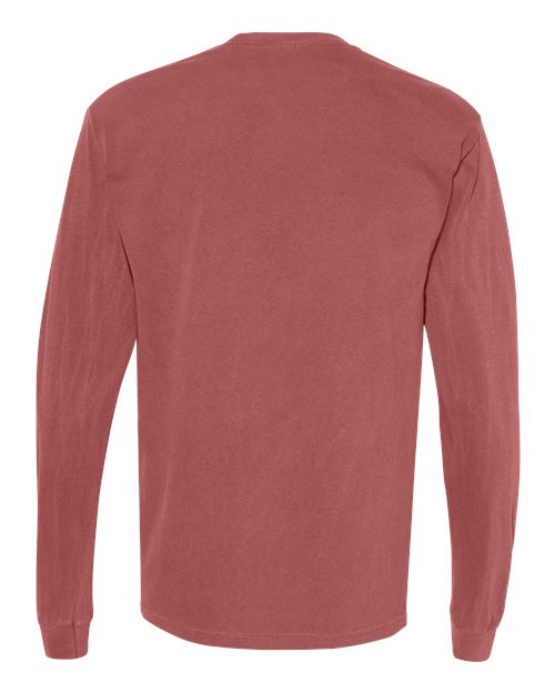 Comfort Colors 4410 Unisex Garment-Dyed Heavyweight Long Sleeve Pocket T-Shirt - Brick - back