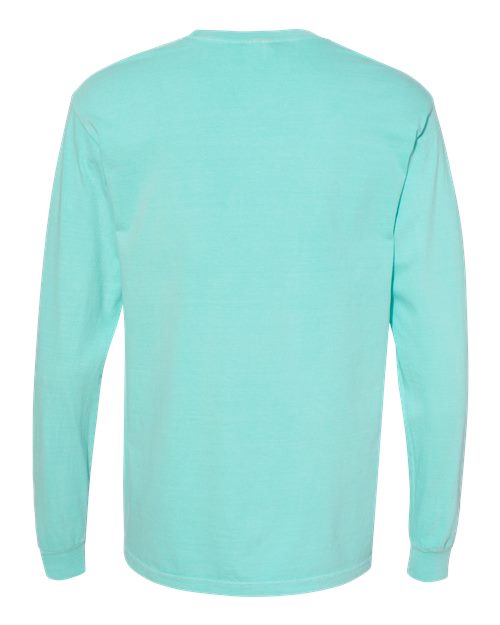 Comfort Colors 4410 Unisex Garment-Dyed Heavyweight Long Sleeve Pocket T-Shirt - Chalky Mint - back