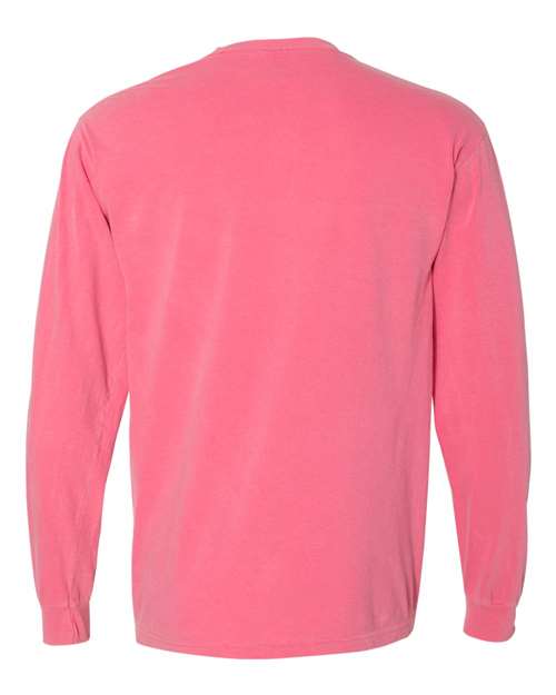 Comfort Colors 4410 Unisex Garment-Dyed Heavyweight Long Sleeve Pocket T-Shirt - Crunchberry - back