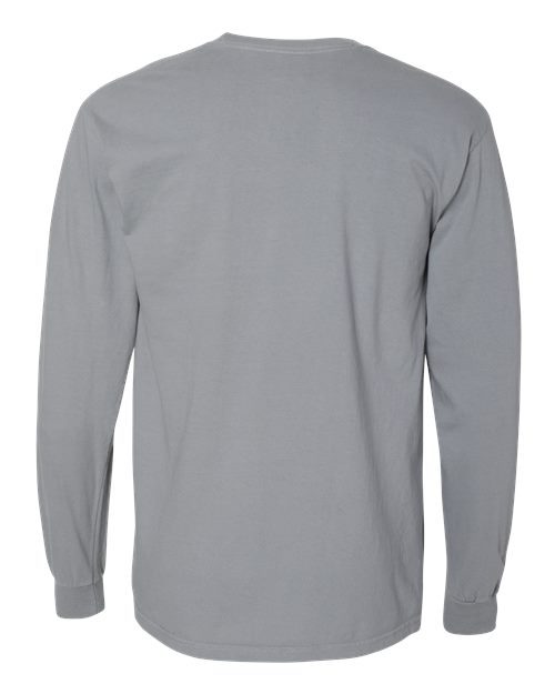 Comfort Colors 4410 Unisex Garment-Dyed Heavyweight Long Sleeve Pocket T-Shirt - Granite - back