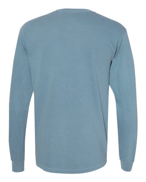 Comfort Colors 4410 Unisex Garment-Dyed Heavyweight Long Sleeve Pocket T-Shirt - Ice Blue - back