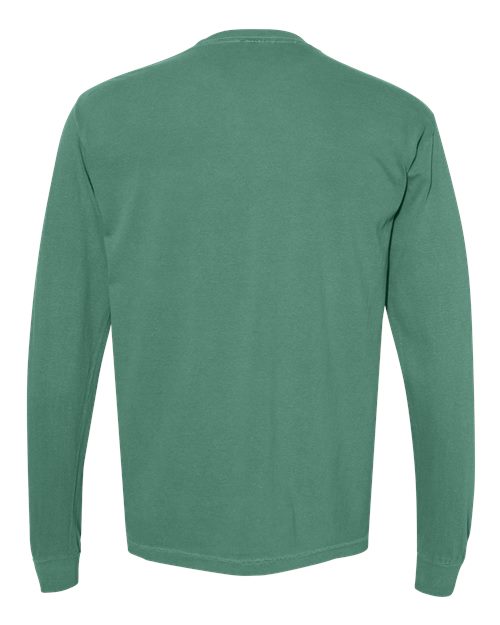 Comfort Colors 4410 Unisex Garment-Dyed Heavyweight Long Sleeve Pocket T-Shirt - Light Green - back