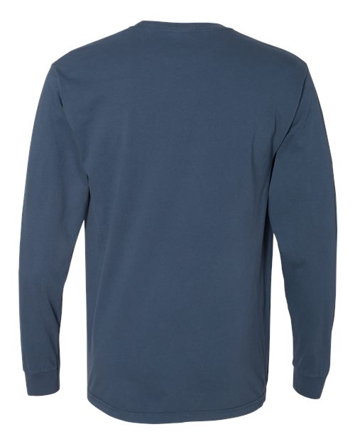 Comfort Colors 4410 Unisex Garment-Dyed Heavyweight Long Sleeve Pocket T-Shirt - Midnight - back