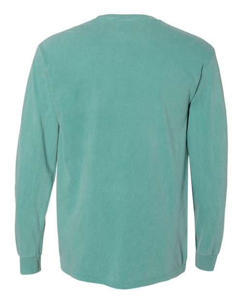 Comfort Colors 4410 Unisex Garment-Dyed Heavyweight Long Sleeve Pocket T-Shirt - Seafoam - back