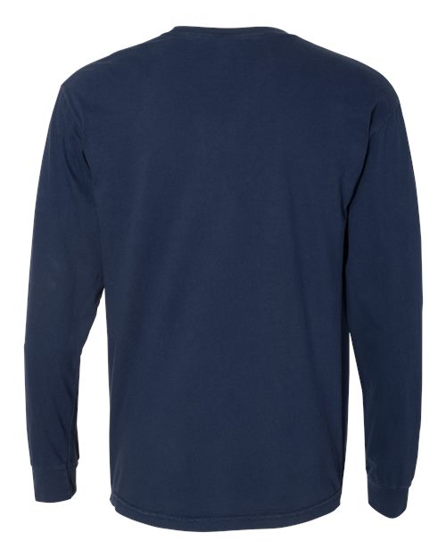 Comfort Colors 4410 Unisex Garment-Dyed Heavyweight Long Sleeve Pocket T-Shirt - True Navy - back