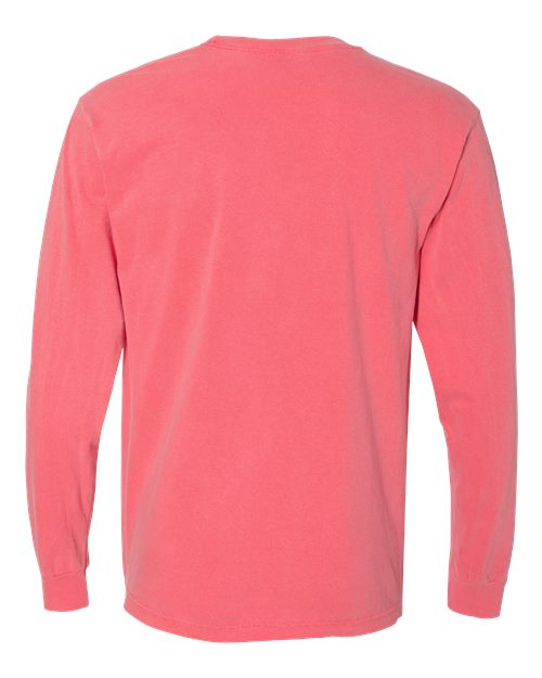 Comfort Colors 4410 Unisex Garment-Dyed Heavyweight Long Sleeve Pocket T-Shirt - Watermelon - back