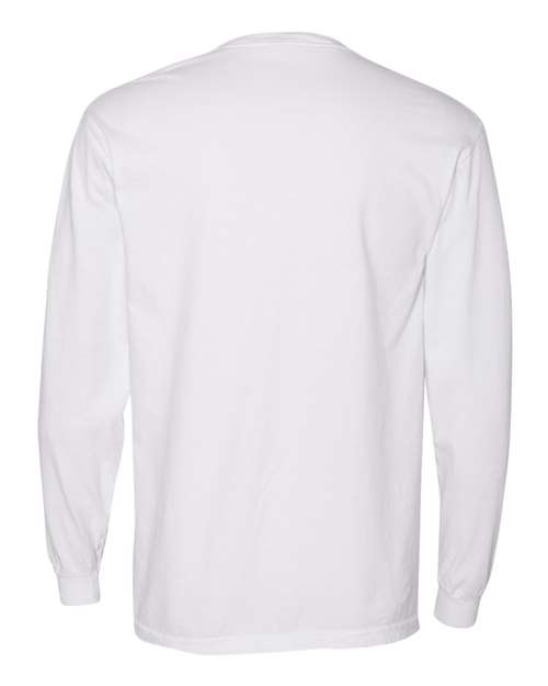Comfort Colors 4410 Unisex Garment-Dyed Heavyweight Long Sleeve Pocket T-Shirt - White - back