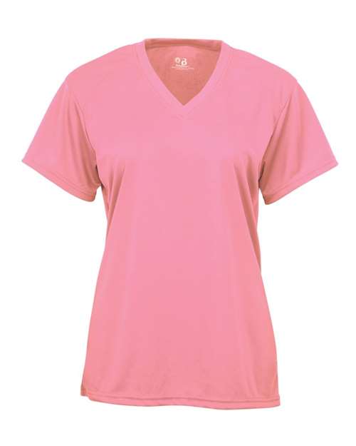 Badger 4162 Women’s B-Core V-Neck T-Shirt - Pink - front
