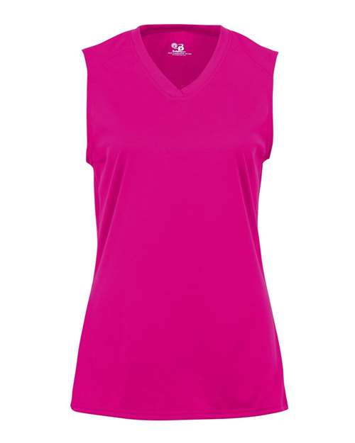 Badger 4163 Women's B-Core Sleeveless T-Shirt - Hot Pink - front