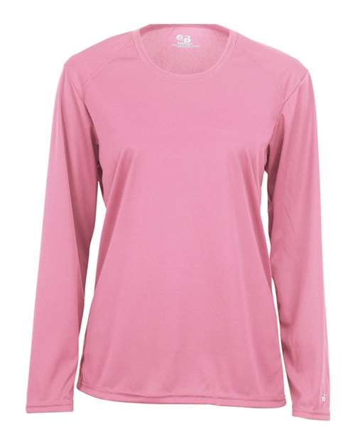 Badger 4164 Women's B-Core Long Sleeve T-Shirt - Pink - front