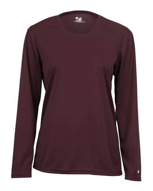 Badger 4164 Women's B-Core Long Sleeve T-Shirt - Maroon - front