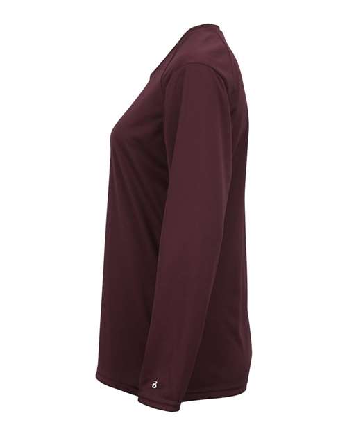 Badger 4164 Women's B-Core Long Sleeve T-Shirt - Maroon - side