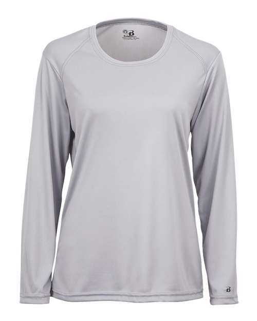 Badger 4164 Women's B-Core Long Sleeve T-Shirt - Silver - front