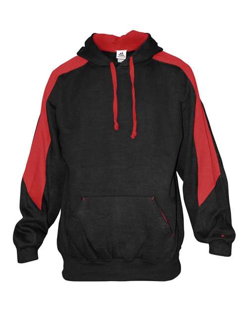 Badger 1265 Unisex Saber Hooded Sweatshirt - Black/ Red - front