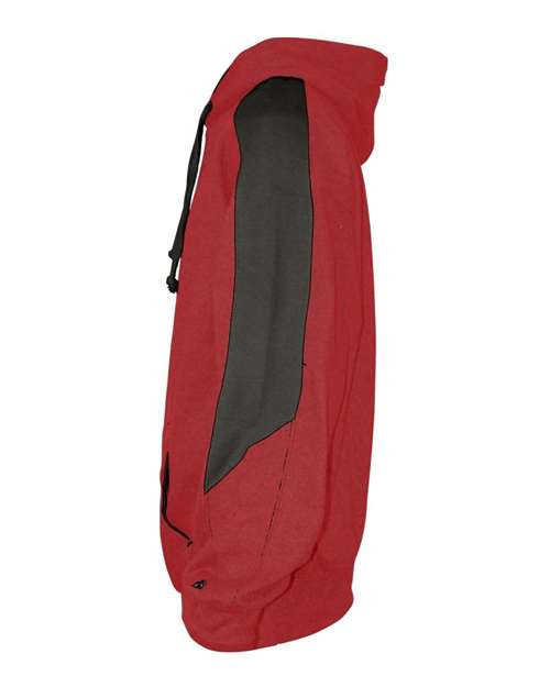 Badger 1265 Unisex Saber Hooded Sweatshirt - Red/ Charcoal - side